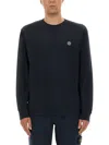 Stone Island T-shirt Manches Longues Bleu Coton In Blue