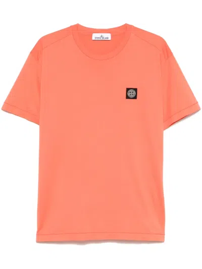Stone Island Cotton Jersey T-shirt In Orange