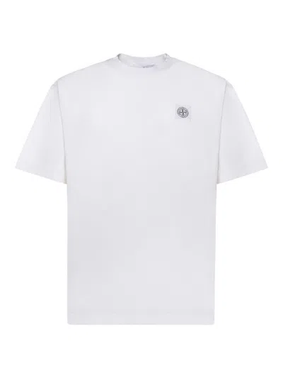 Stone Island Cotton Jersey T-shirt With Compass Patch In Yellow