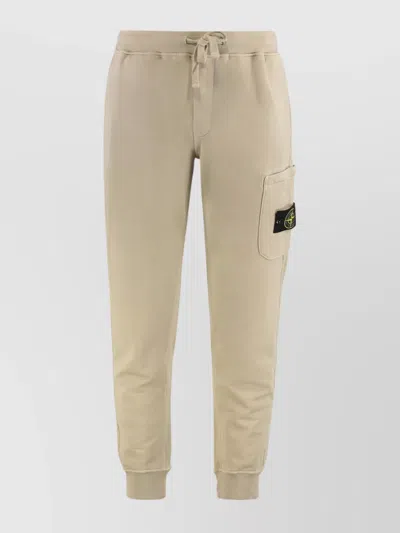 Stone Island Cotton Jogger Trousers Adjustable Fit In Neutral
