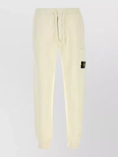 Stone Island Cotton Joggers Featuring Back And Side Pockets In Neutral