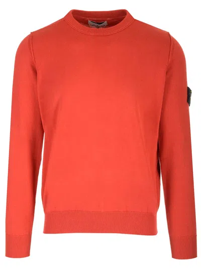 Stone Island Cotton Knit Sweater In Red