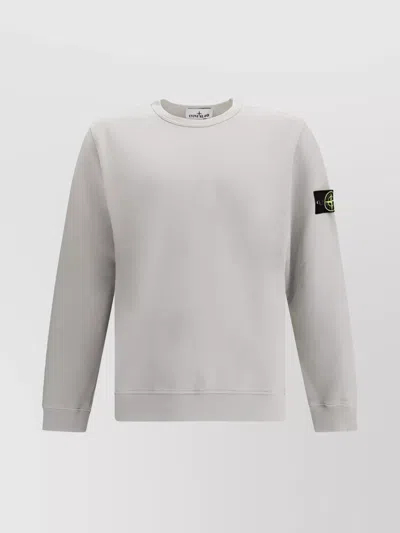Stone Island Cotton Logo Sweatshirt For Cooler Days In Gray