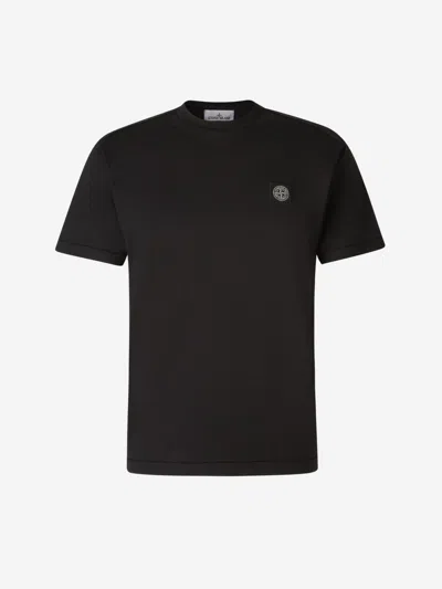 Stone Island Cotton Logo T-shirt In Logo Patch On The Front
