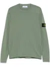 Stone Island Cotton Long Sleeves Sweater In Military Green With Logo