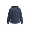 Stone Island Logo Patch Zip-up Jacket In Blue