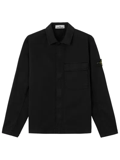 Stone Island Cotton Overshirt In Black