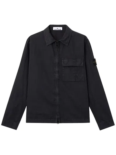 Stone Island Cotton Overshirt In Black