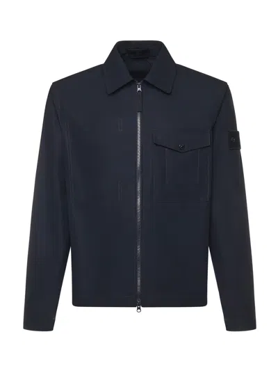 Stone Island Patch-pocket Shirt Jacket In Blue