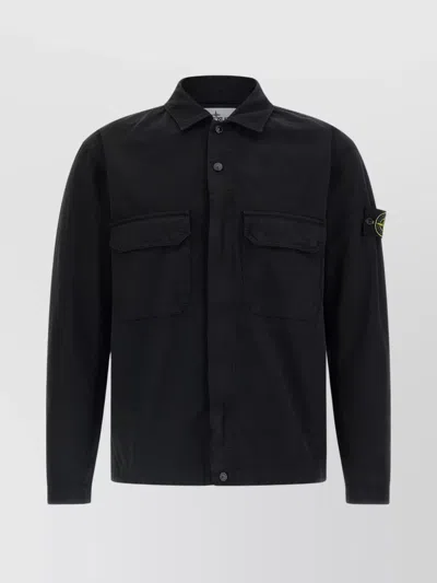 Stone Island Cotton Overshirt Featuring Front Pockets In Multi