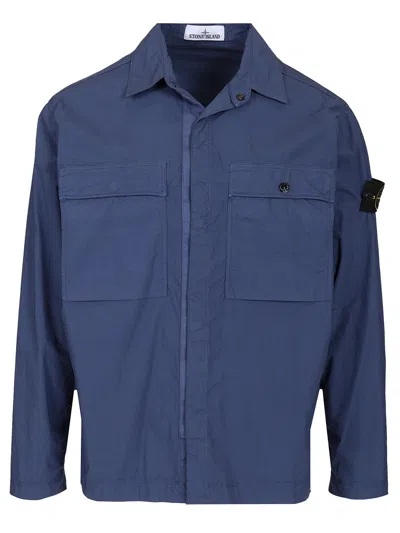 Stone Island Cotton Overshirt Shirts Blue