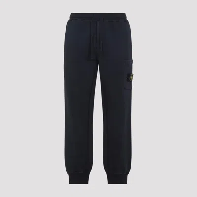 Stone Island Cotton Sweatpants Elasticated Cuffs Straight Leg In Black