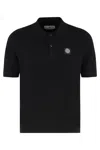 Stone Island Logo Patch Short-sleeved Polo Shirt In Black