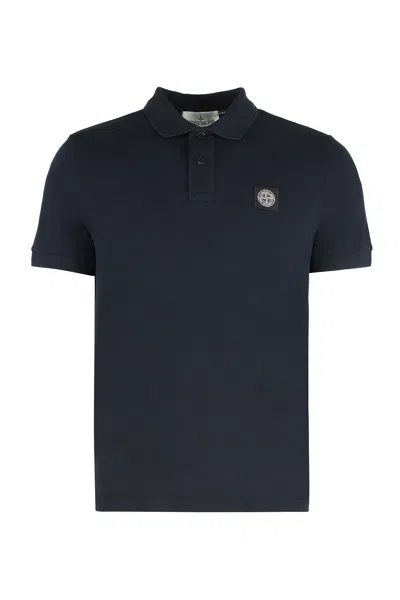 Stone Island Cotton-piqué Polo Shirt In Blue