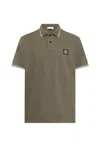 Stone Island Polo In Cotone Verde Oliva A Maniche Corte In Militare