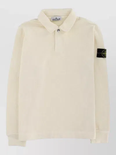 Stone Island Cotton Polo Shirt Long Sleeves In Neutral