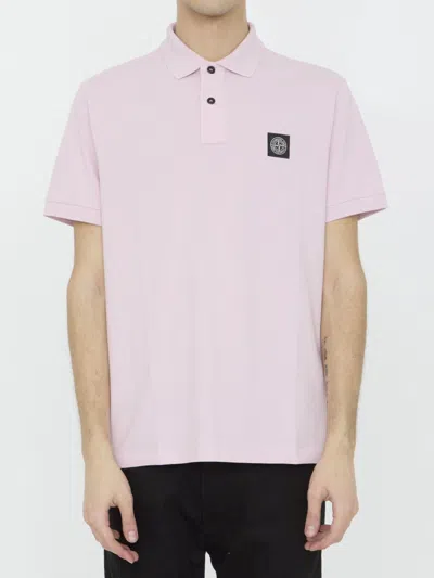 Stone Island Cotton Polo Shirt In Pink