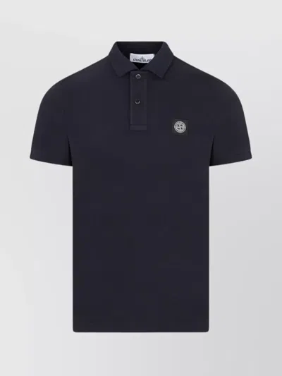 Stone Island Cotton Polo Shirt With Polo Collar And Straight Hem In Blue