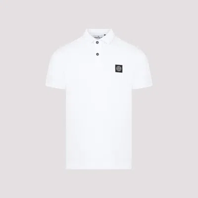 Stone Island Buttoned Short-sleeve Polo In White