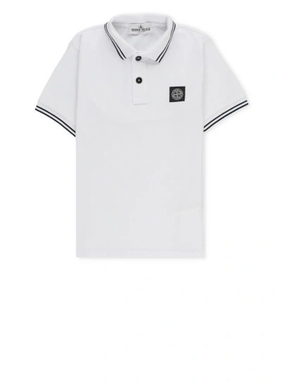 Stone Island Kids' Cotton Polo In White