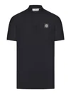Stone Island Cotton Polo With Logo Patch In Blue