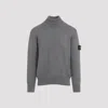 Stone Island Compass-patch Grey Wool Knitwear Jumper In Melange Grey