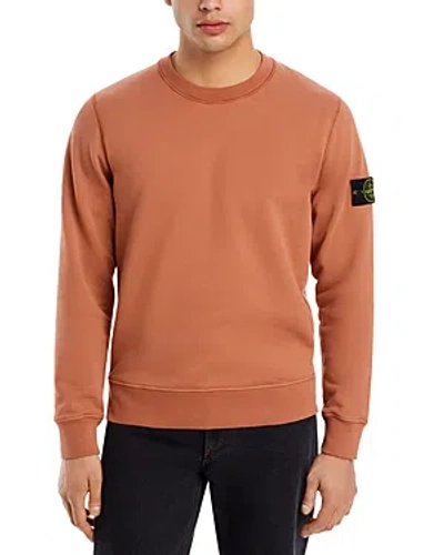 Stone Island Cotton Regular Fit Crewneck Sweatshirt In Rust