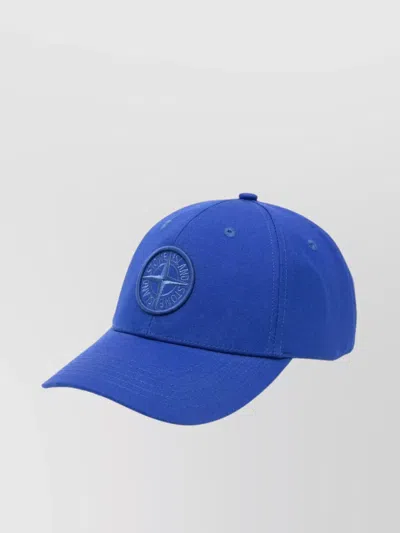 Stone Island Cotton Reps Cap Curved Brim In V0022 Bright Blue