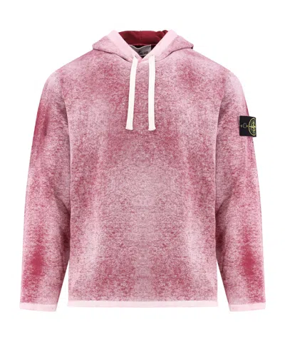 Stone Island Cotton Reversible Sweater With Iconic Logo Patch In Red