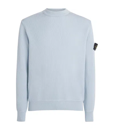 Stone Island Cotton Rib-knit Compass Sweater In Blue