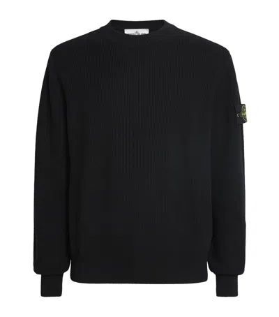 Stone Island Cotton Rib-knit Compass Sweater In Black