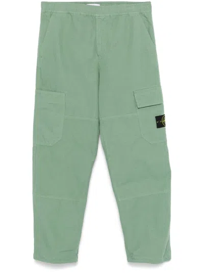 Stone Island Cotton Ripstop Trousers In Green