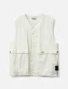 Stone Island Logo Sleeveless Vests With Button And Side Pockets In Neutral