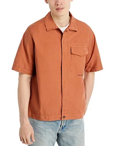 Stone Island Cotton Shirt Jacket In Rust