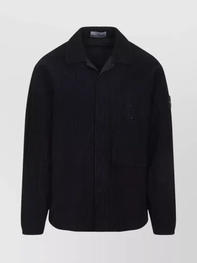 Stone Island Cotton Shirt With Chest Pocket And Long Sleeves In Black