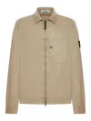 Stone Island Cotton Shirt With Compass Logo In Nude & Neutrals
