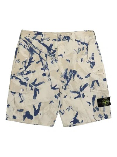 Stone Island Cotton Shorts In Beige