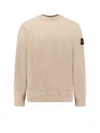 Stone Island Crew Neck Long Sleeve Sweatshirt With Ribbed Cuffs And Hem In Neutral