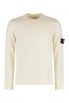 Stone Island Ivory Ribbed Knit Sweater With Crew Neckline In Beige