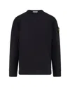 Stone Island Logo Cotton Crewneck Sweatshirt In Black