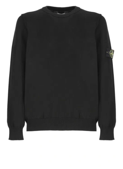 Stone Island Ribbed-knit Cotton Jumper In Black