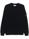 Stone Island Lightweight Wool Crew Neck Pullover In Black