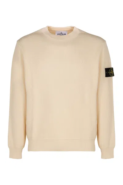 Stone Island Cotton Sweater In Panna