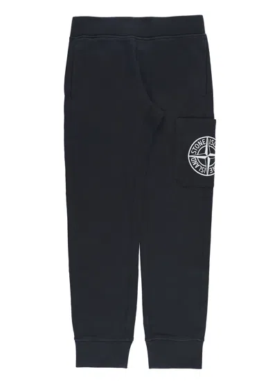 Stone Island Kids' Cotton Sweatpants In Blue