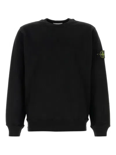 Stone Island Cotton Fleece Crew Neck Sweatshirt Clothing In Black