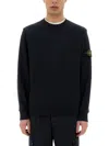 Stone Island Organic Cotton Crewneck Sweatshirt In Black
