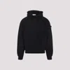 Stone Island Brushed Organic Cotton Fleece Oversized Fit Hoodie Clothing In Black