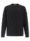 Stone Island Organic Cotton Crew Neck Sweater With English Ribs Knitwear Blue In Black