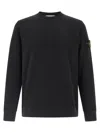 Stone Island Organic Cotton Crew Neck Sweater With English Ribs Knitwear Blue In Black