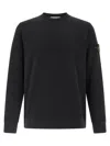 Stone Island Organic Cotton Crew Neck Sweater With English Ribs Knitwear Blue In Black